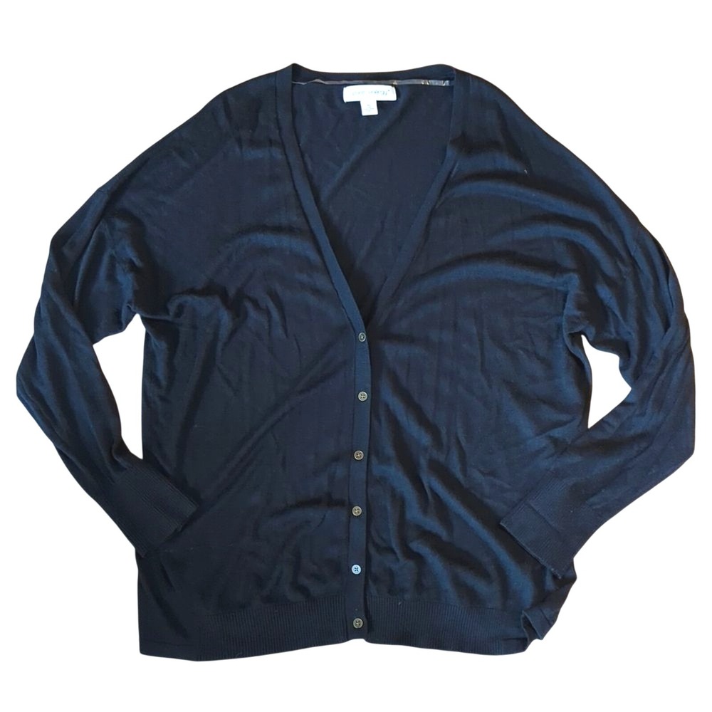 Pure Energy Plus 1X Black V Neck Cardigan Sweater Lightweight